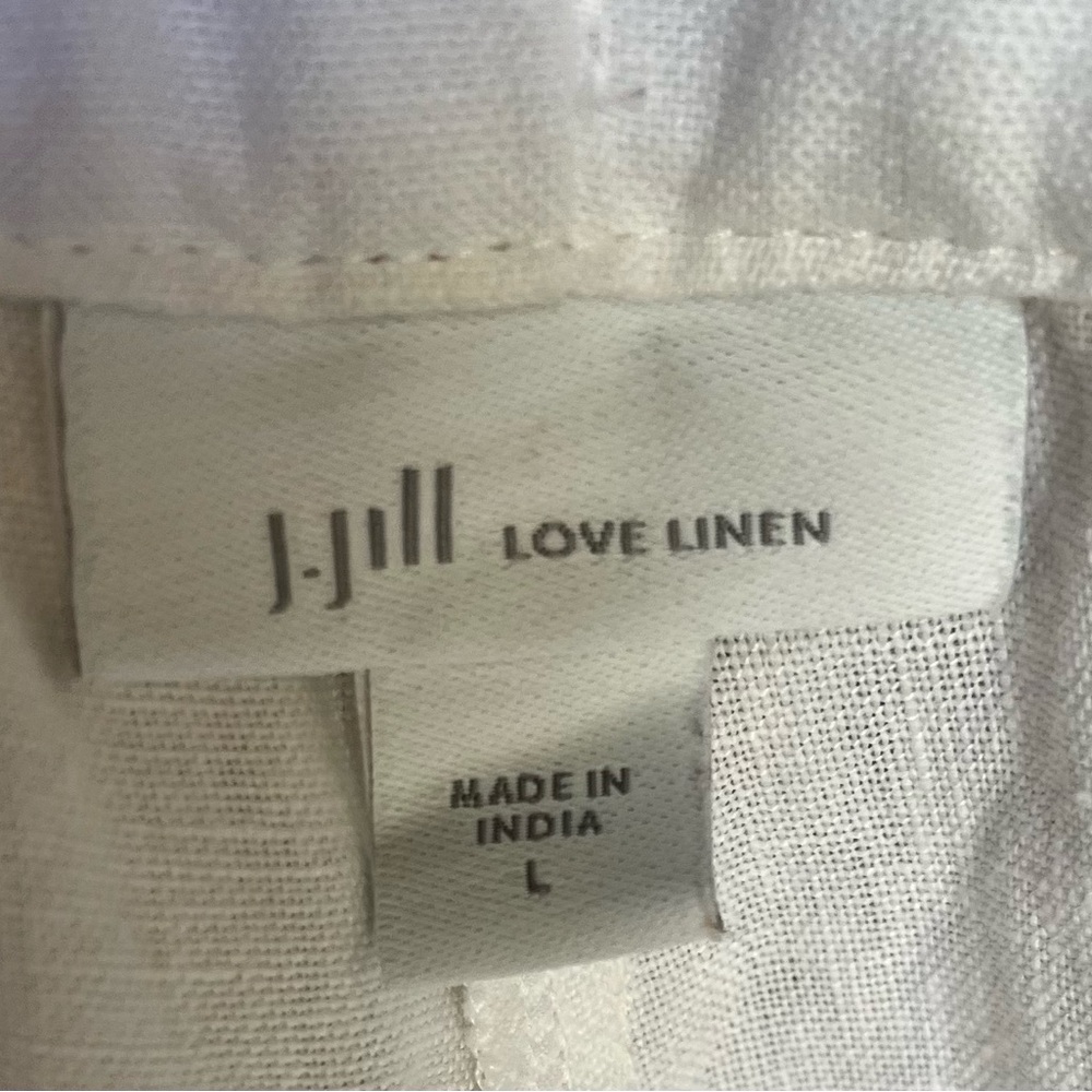 J Jill Love Linen White Cropped 5 button Sailor Pants Size: Large - Picture 5 of 5